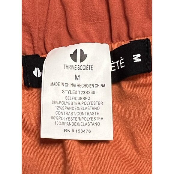 Thrive Societe High Rise Athletic Shorts Size M Burnt Orange Zip Pockets Running - Picture 10 of 16